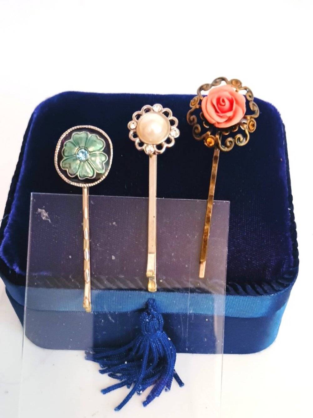 Assorted Hair Bobby Pins 3 Pcs Flowers & Pearl Hair Accessories